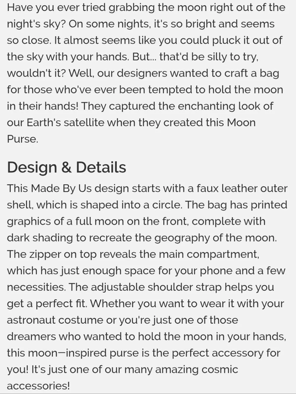 🌕 Round Moon Print Crossbody Bag W/Black Strap, Accents & Silver Hardware (OS)